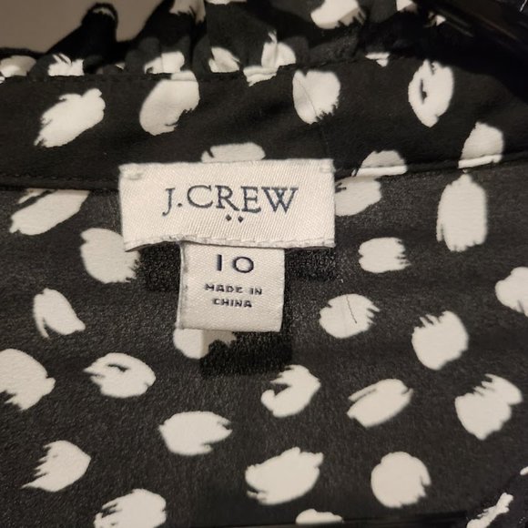 J Crew Printed Long-Sleeve Blouse with Ruffles Size 10 - Picture 3 of 4